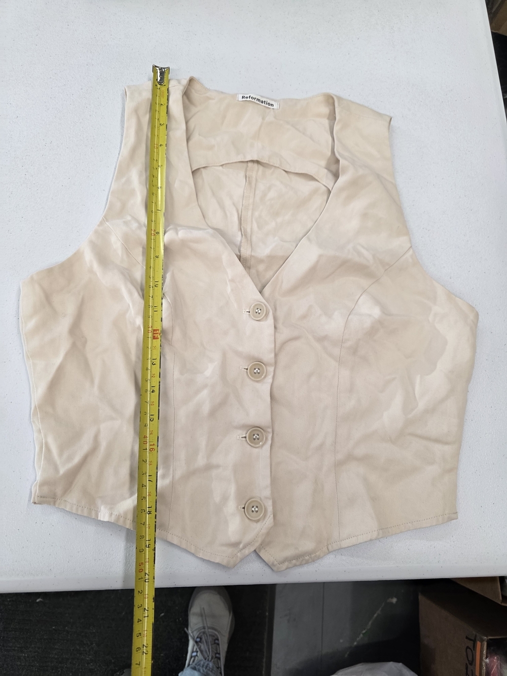 Reformation Cream Buttoned V-Neck Vest - Picture 8 of 12